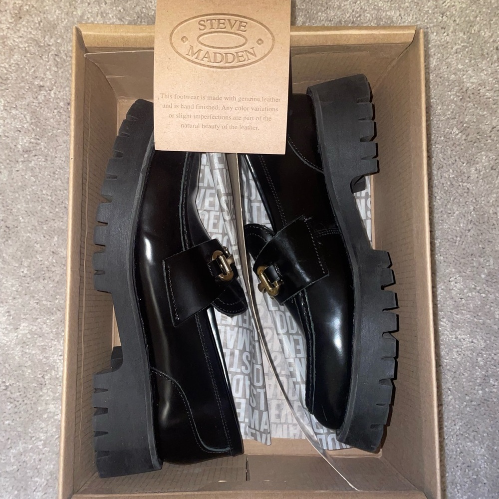 Steve Madden | Lando - Black Leather Platform Loafer’s